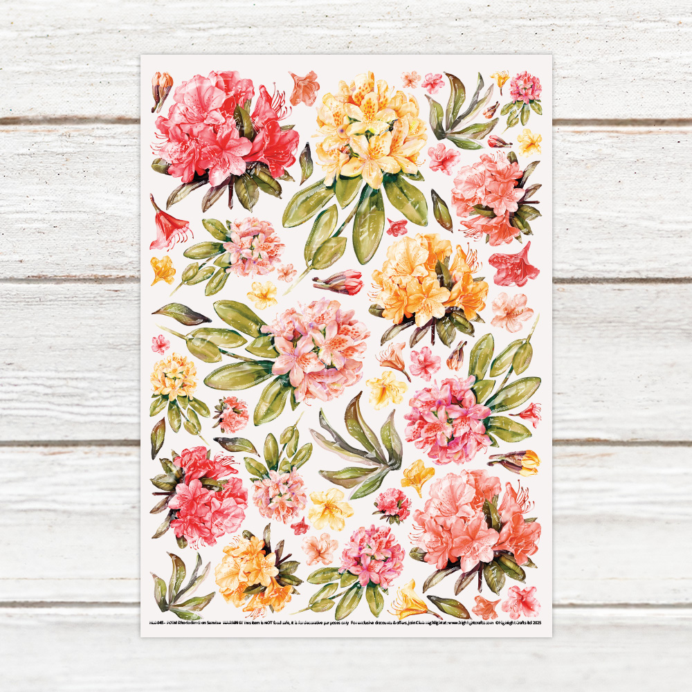 Highlight Luxe Rhododendron Sunrise Resin Decal Sheet