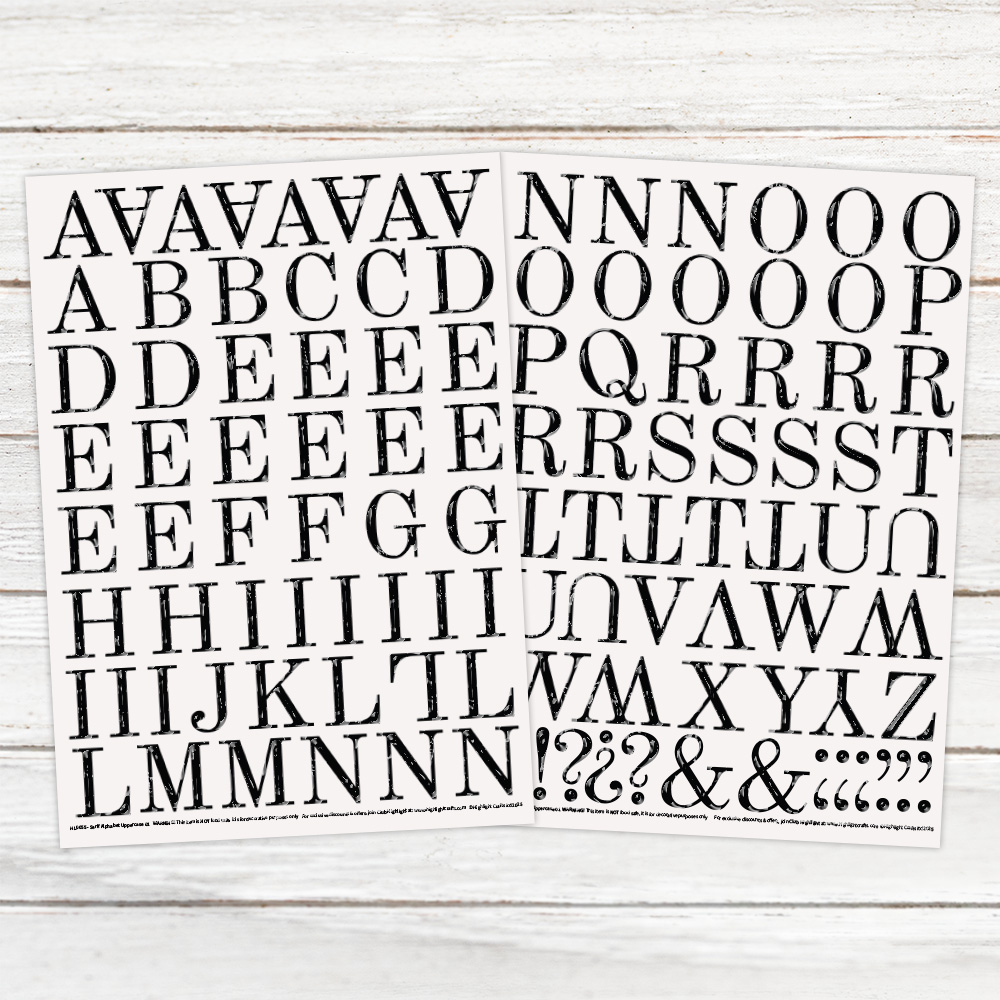 Highlight Luxe Large Serif Alphabet Uppercase Resin Decal Sheet Duo
