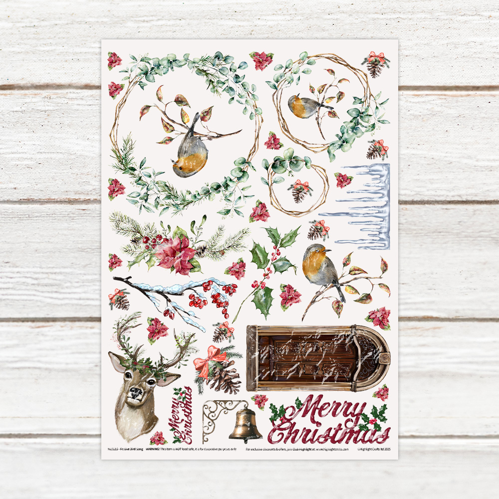 Highlight Luxe Festive Bird Song Resin Decal Sheet