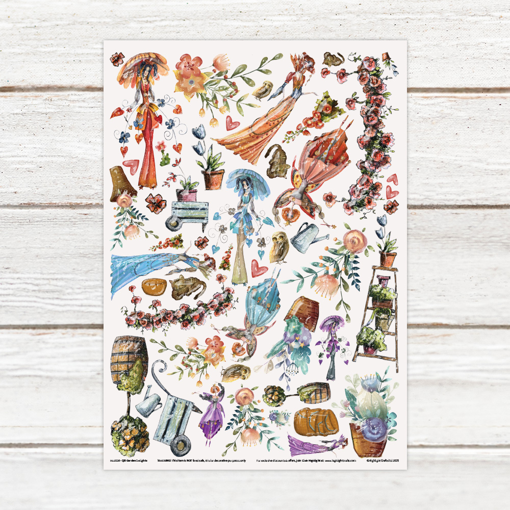 Highlight Luxe Garden Delights by Quirky Bird Resin Decal Sheet