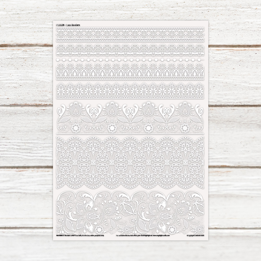 Highlight Luxe Lace Borders Resin Decal Sheet