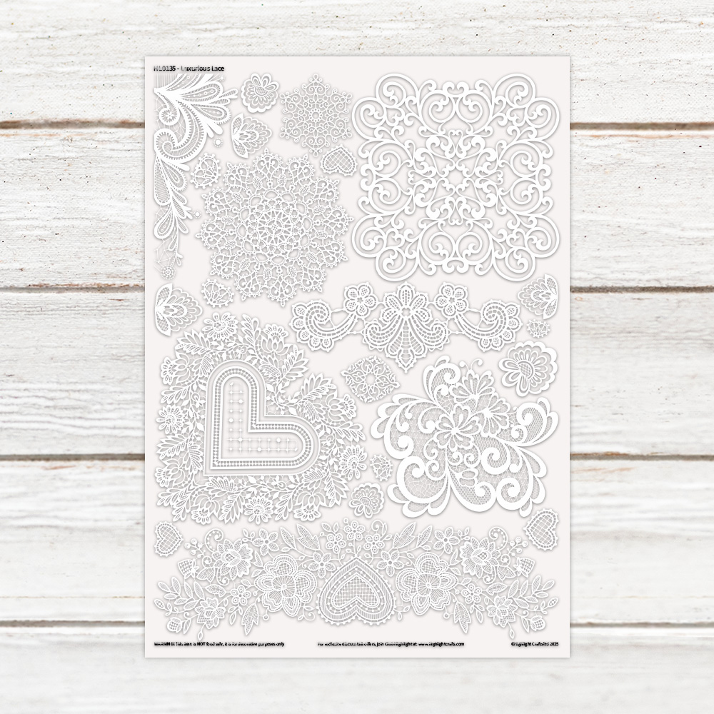 Highlight Luxe Luxurious Lace Resin Decal Sheet