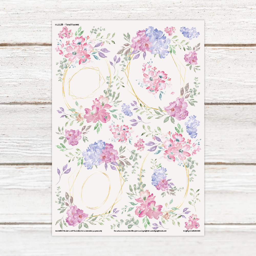Highlight Luxe Floral Frames Resin Decal Sheet
