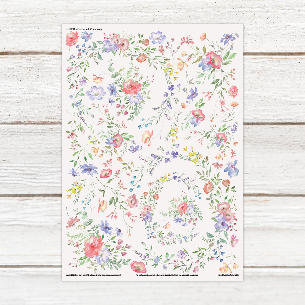 Highlight Luxe Corners & Crescents Resin Decal Sheet
