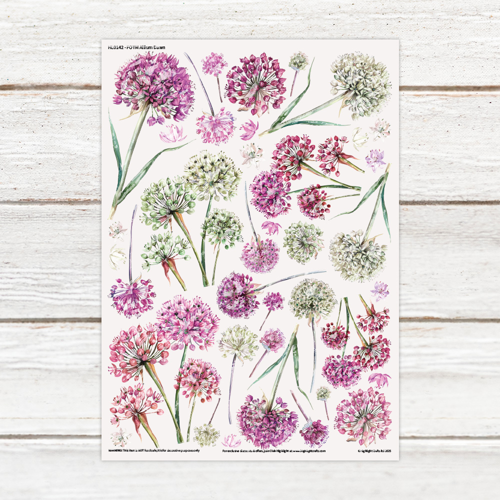 Highlight Luxe Flower of the Month Allium Dawn Resin Decal Sheet