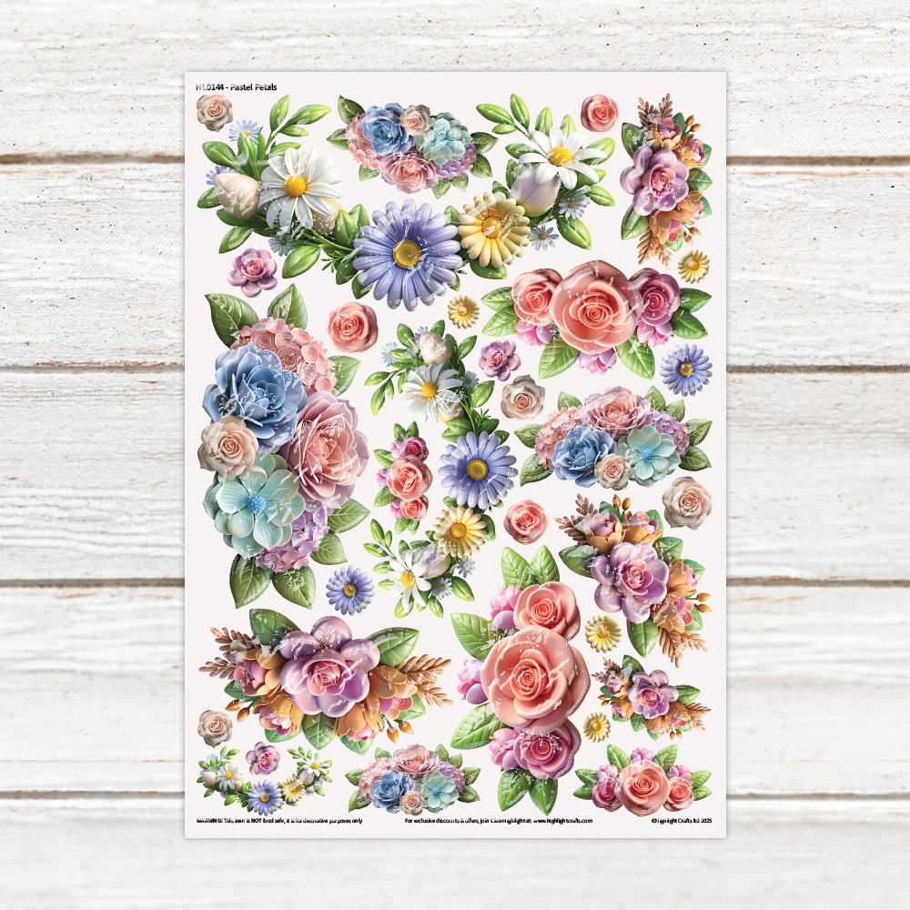 Highlight Luxe Pastel Petals Resin Decal Sheet