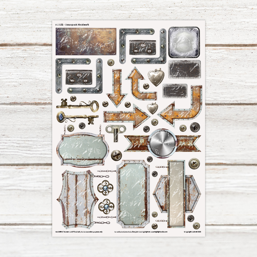 Highlight Luxe Steampunk Metalwork Resin Decal Sheet