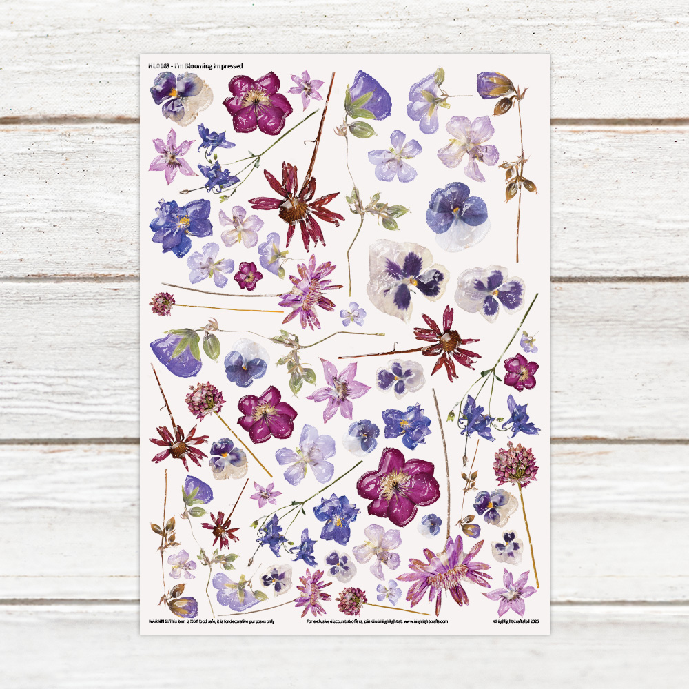 Highlight Luxe I'm Blooming Impressed Resin Decal Sheet