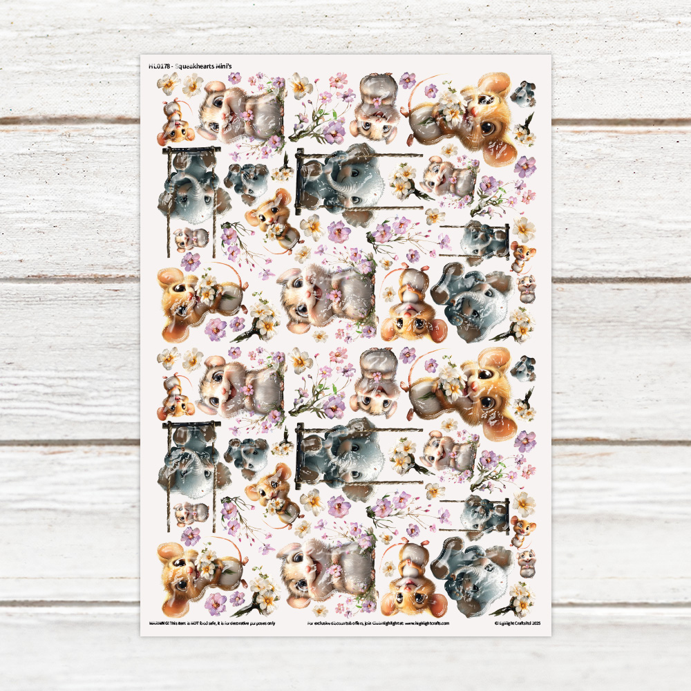 Highlight Luxe Mini Squeakhearts Resin Decal Sheet