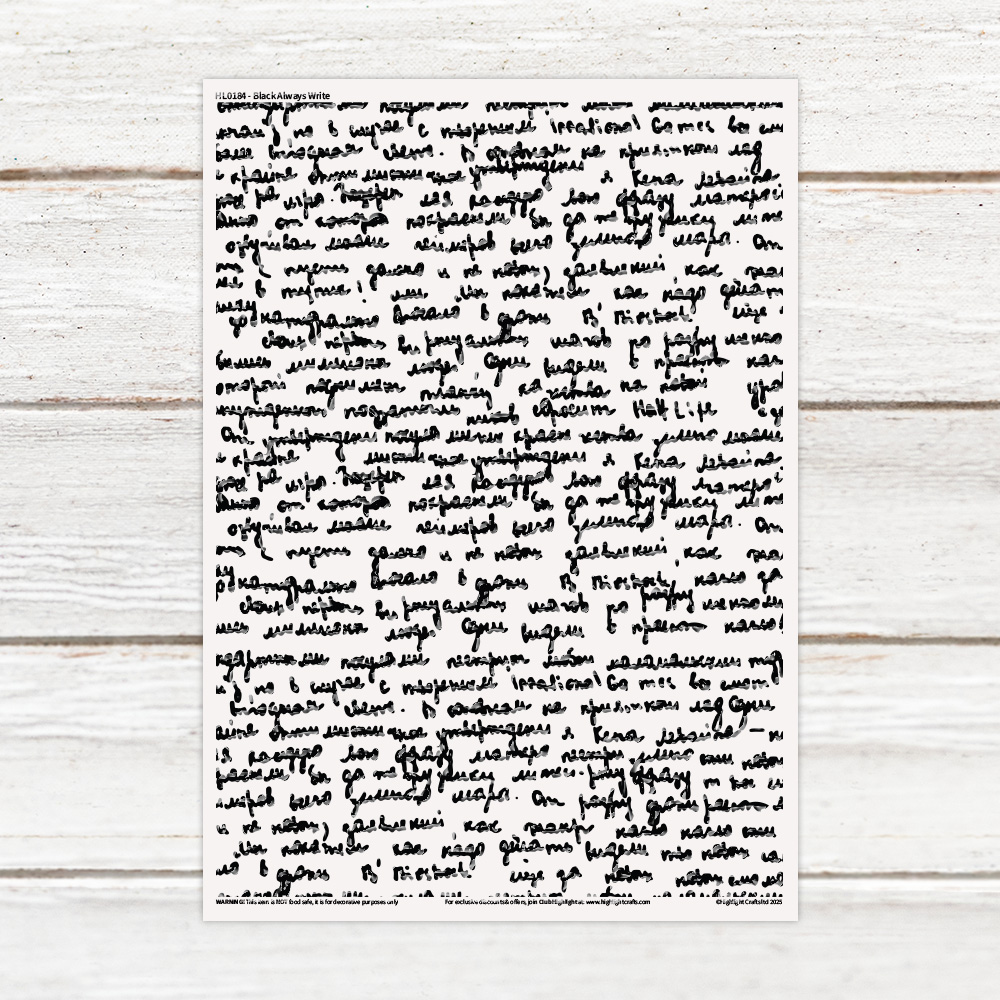 Highlight Luxe Black Always Write Resin Decal Sheet