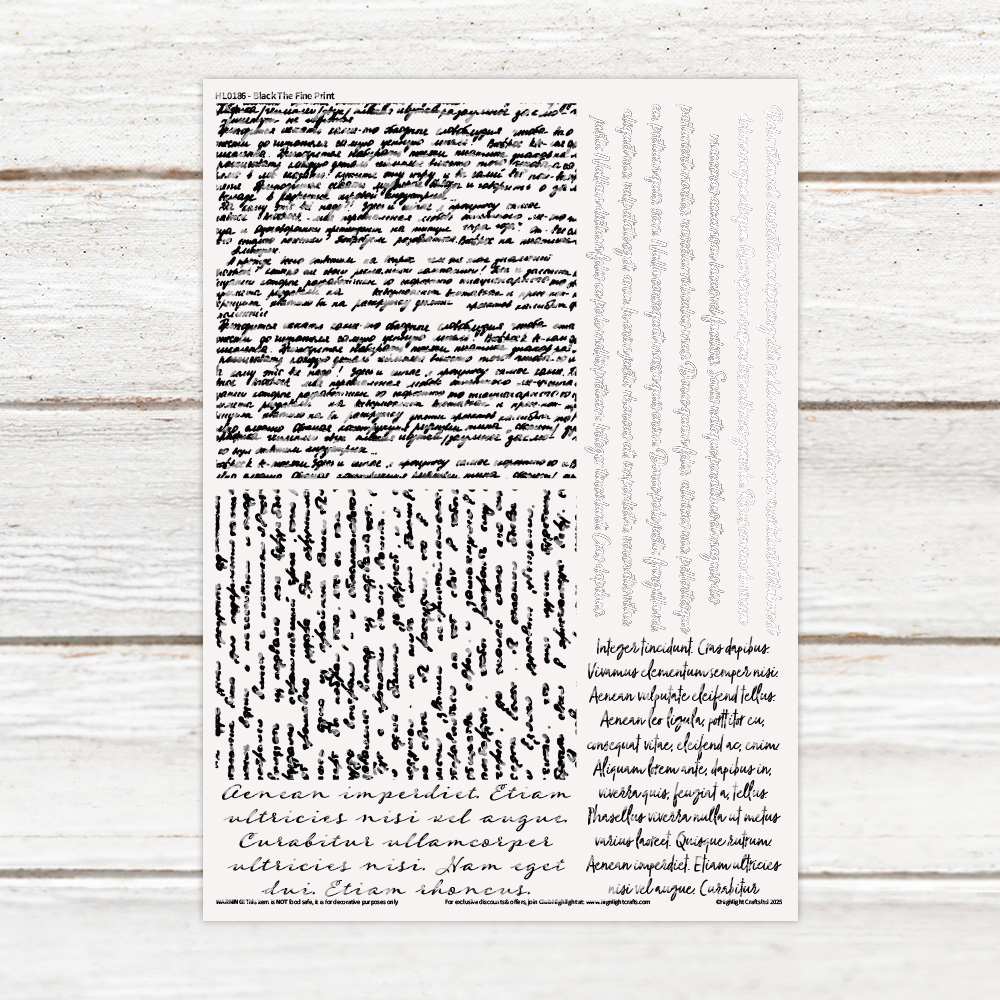 Highlight Luxe Black The Fine Print Resin Decal Sheet