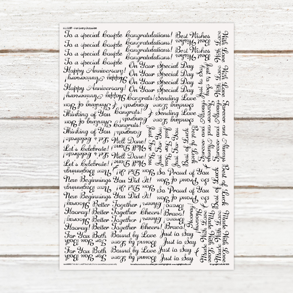 Highlight Luxe For Every Occasion Resin Decal Sheet