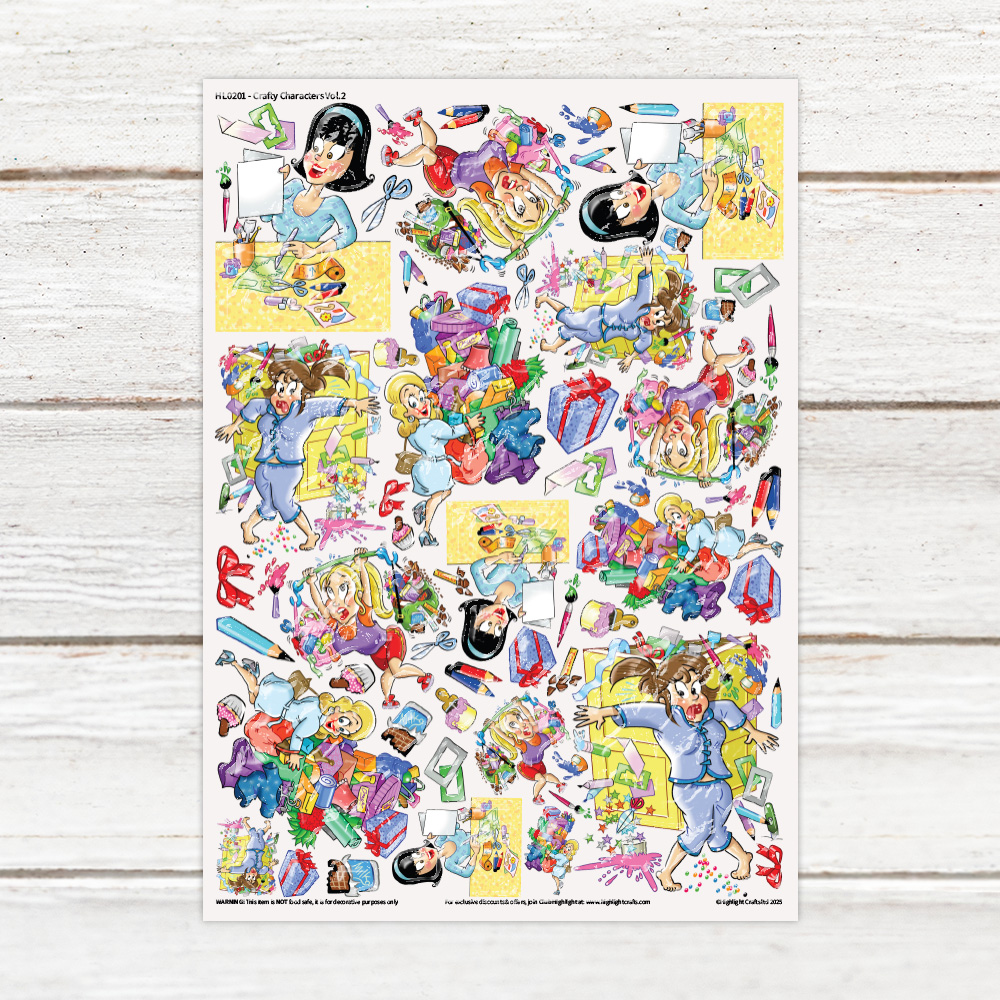 Highlight Luxe Crafty Characters Vol 2 Resin Decal Sheet