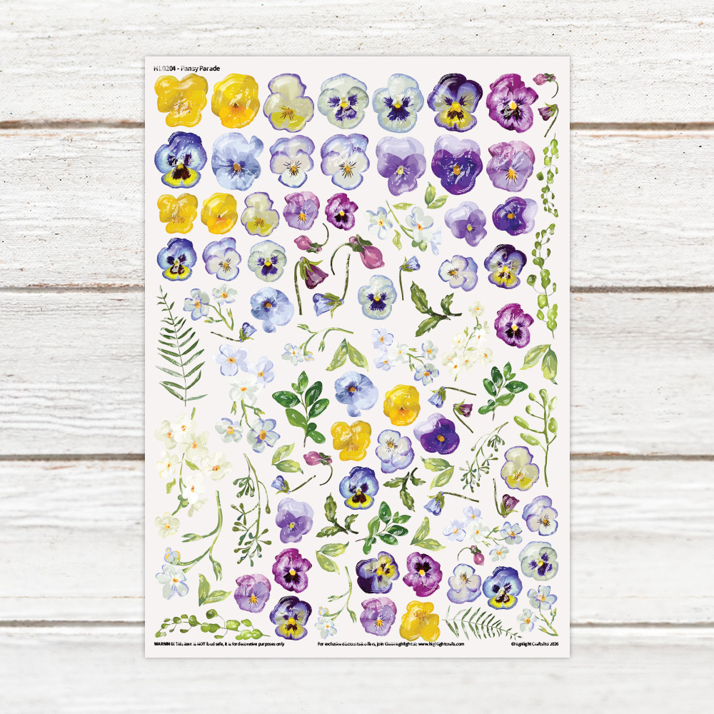 Highlight Luxe Pansy Parade Resin Decal Sheet