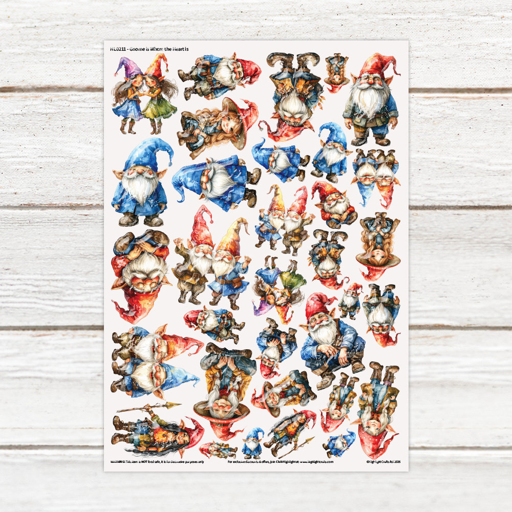 Highlight Luxe Gnome Is Where the Heart Is Resin Decal Sheet