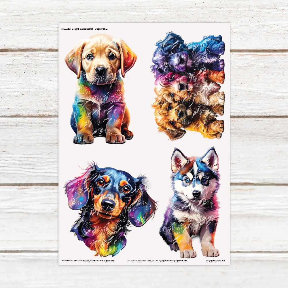 Highlight Luxe Bright & Beautiful Dogs Vol 2 Resin Decal Sheet