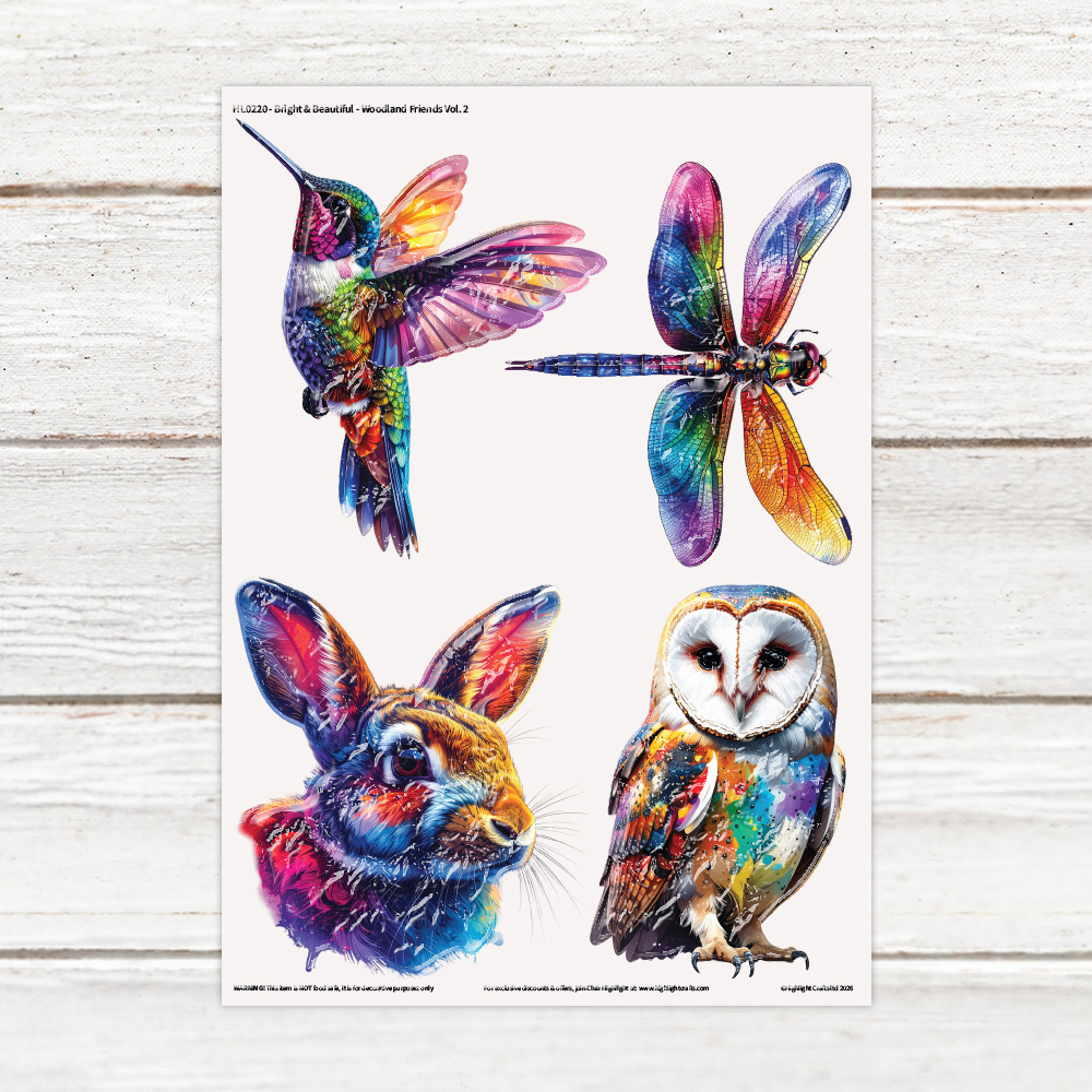 Highlight Luxe Bright & Beautiful Woodland Friends Vol 2 Resin Decal Sheet