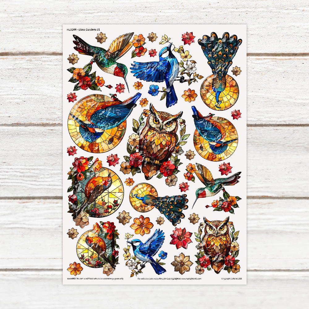 Highlight Luxe Glass Gardens 1 Resin Decal Sheet