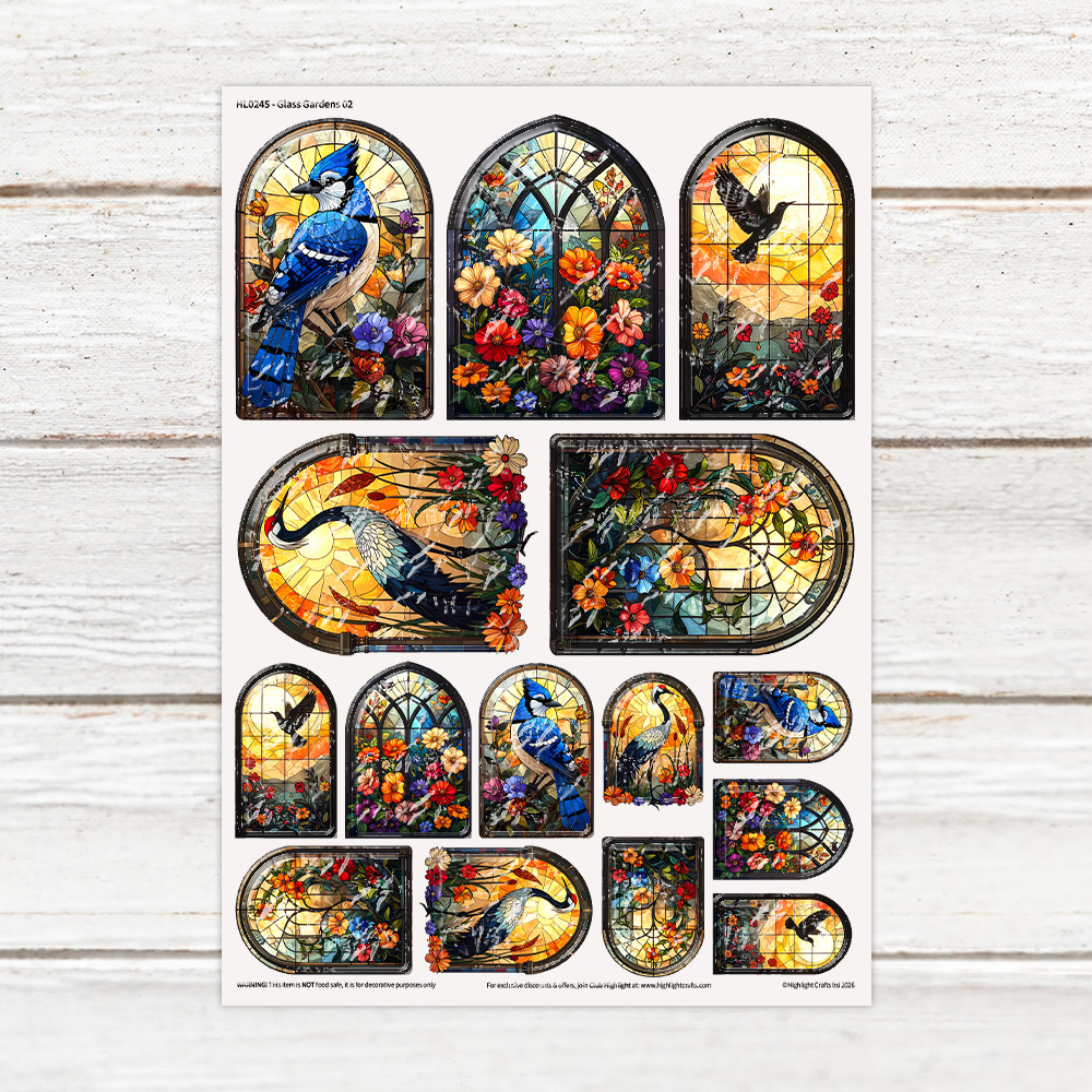 Highlight Luxe Glass Gardens 2 Resin Decal Sheet