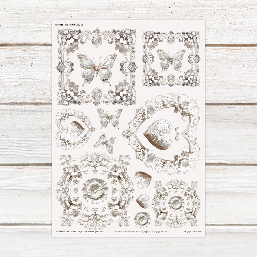 Highlight Luxe Heirloom Lace 1 Resin Decal Sheet