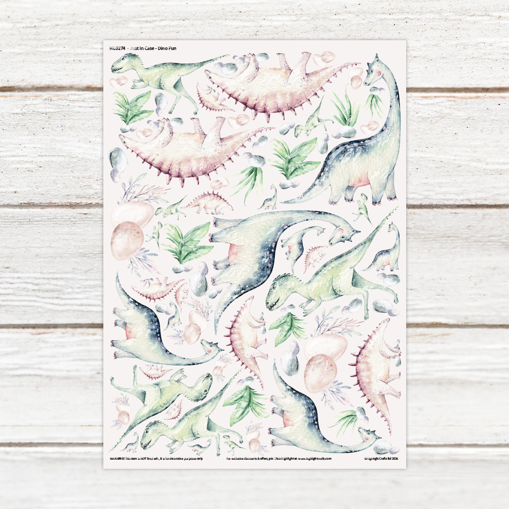 Highlight Luxe Dino Fun Resin Decal Sheet