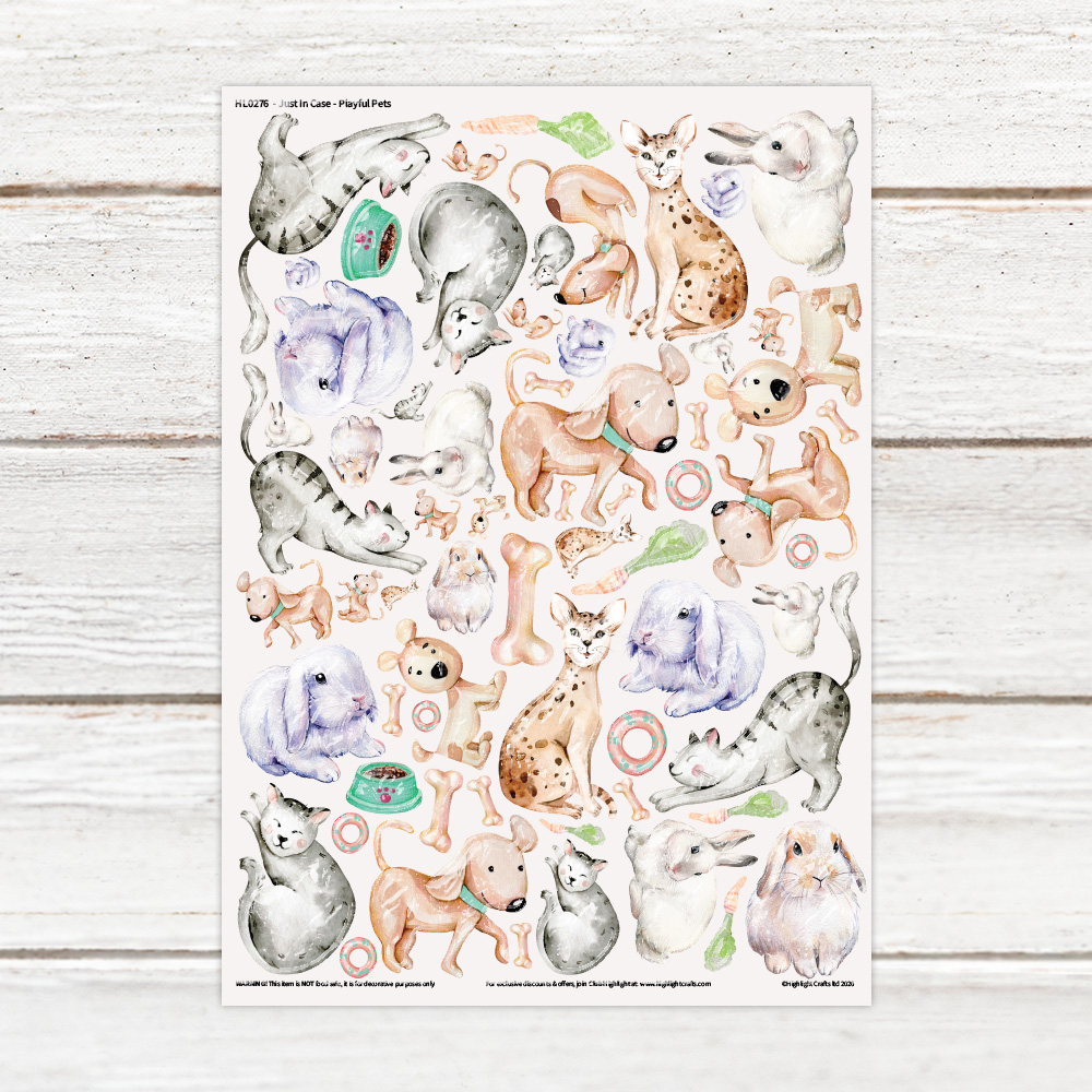 Highlight Luxe Playful Pets Resin Decal Sheet