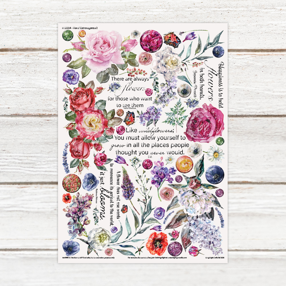 Highlight Luxe Floral Extravaganza 2 Resin Decal Sheet