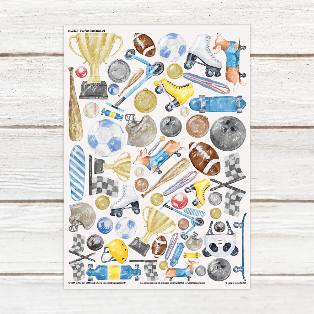 Highlight Luxe Perfect Pastimes Sports Resin Decal Sheet