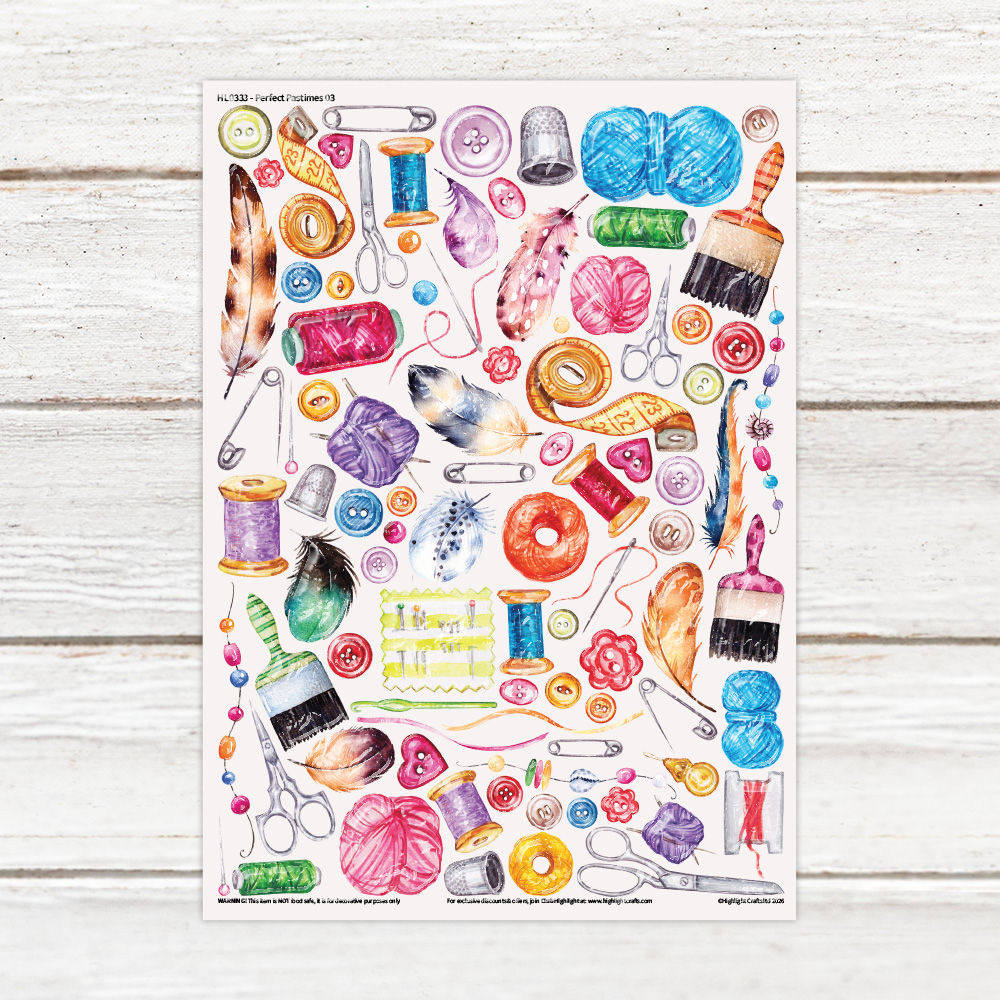 Highlight Luxe Perfect Pastimes Crafts Resin Decal Sheet