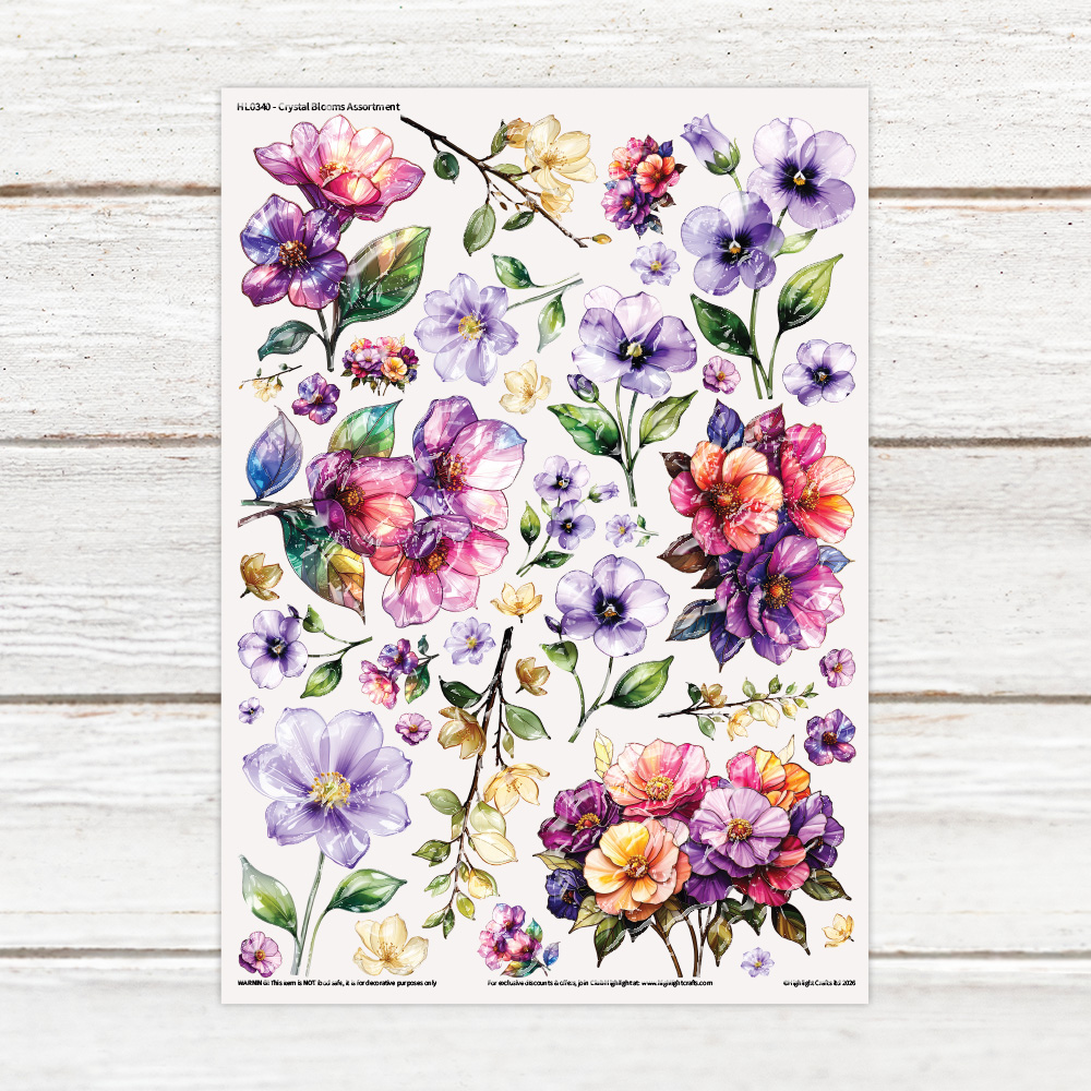 Highlight Luxe Crystal Blooms Assortment Resin Decal Sheet