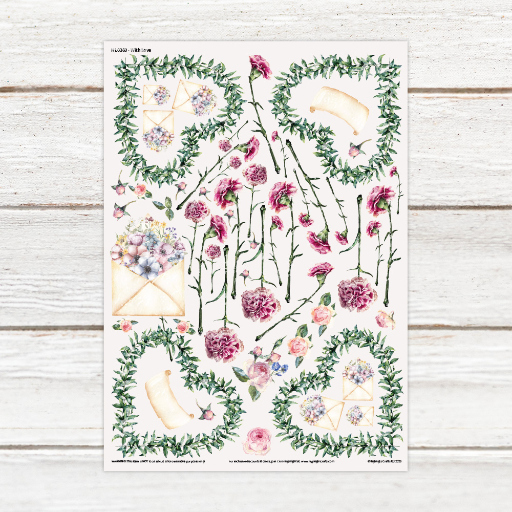 Highlight Luxe With Love Resin Decal Sheet