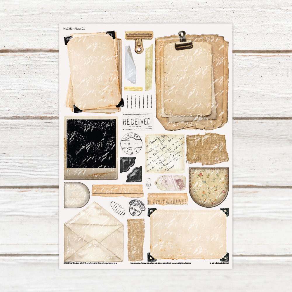 Highlight Luxe Paper Ephemera Resin Decal Sheet