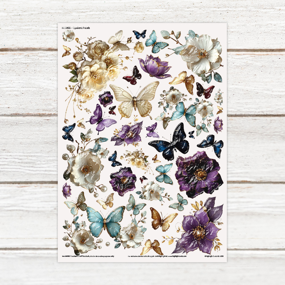 Highlight Luxe Opulent Petals Resin Decal Sheet