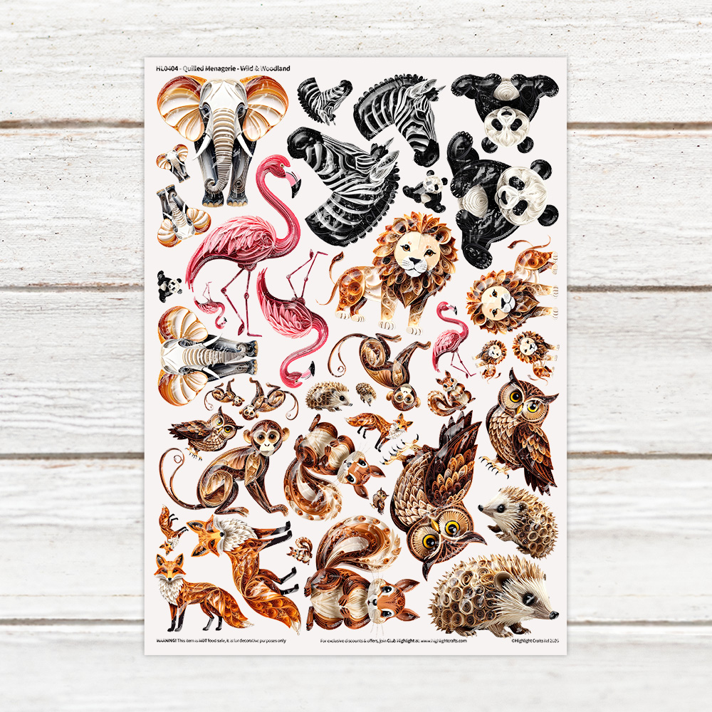 Highlight Luxe Quilled Menagerie Wild & Woodland Resin Decal Sheet