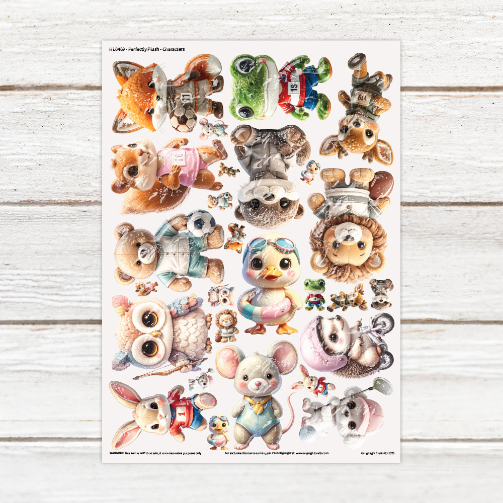 Highlight Luxe Perfectly Plush Characters Resin Decal Sheet
