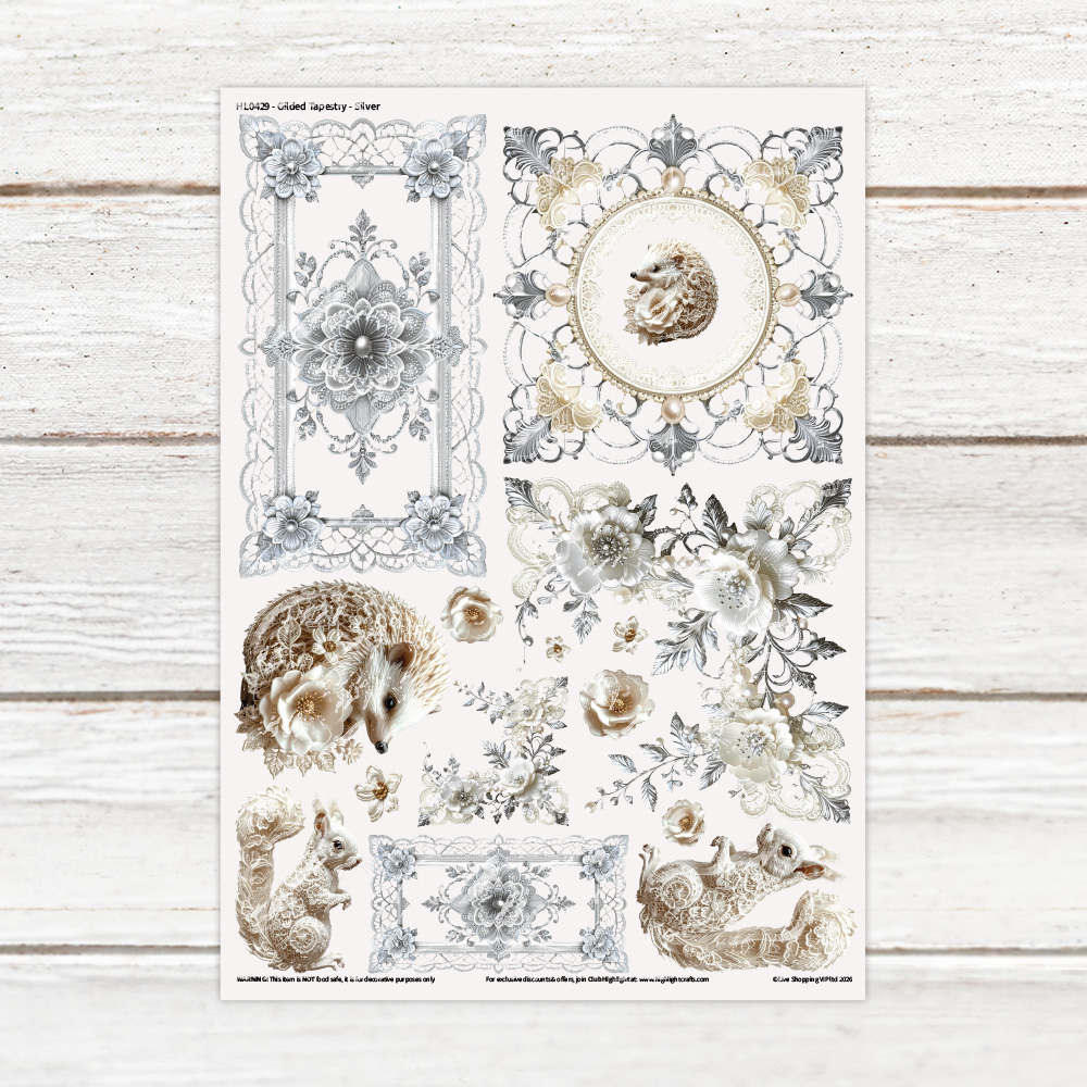 Highlight Luxe Gilded Tapestry Silver Resin Decal Sheet