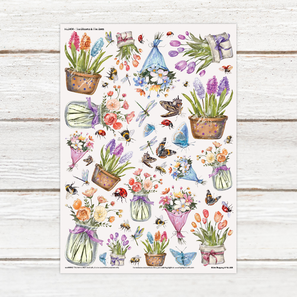 Highlight Luxe The Blooms & The Bees Resin Decal Sheet