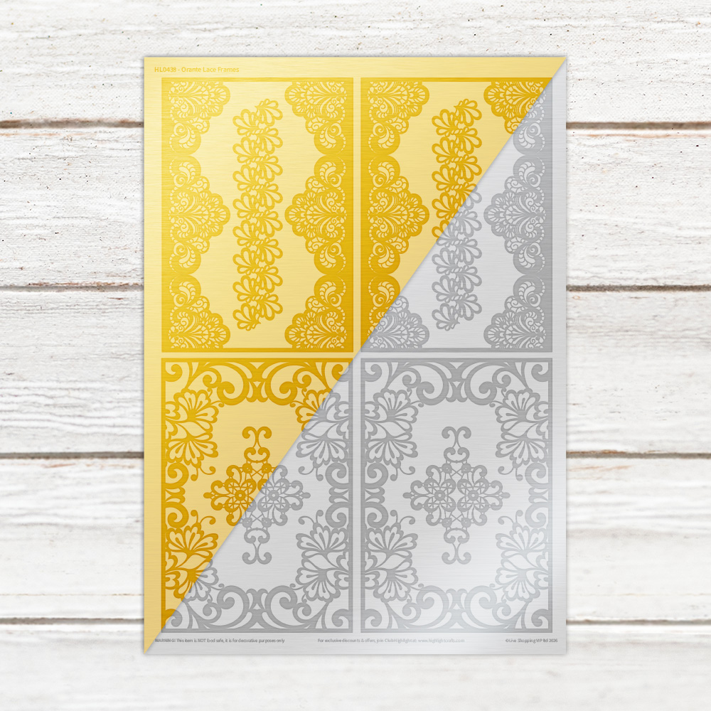 Highlight Luxe Ornate Lace Frames Metallic Resin Decal Sheet