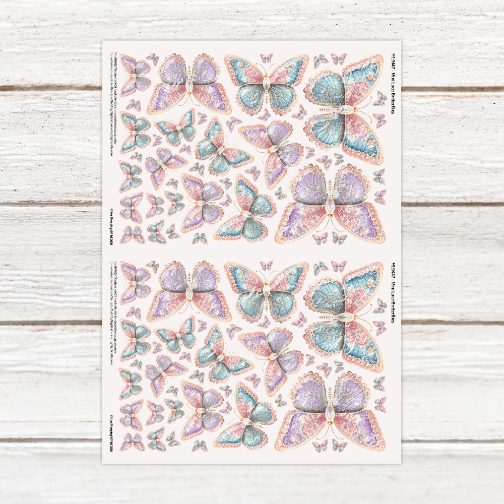 Highlight Luxe Lace Butterflies Resin Decal Mini Sheet