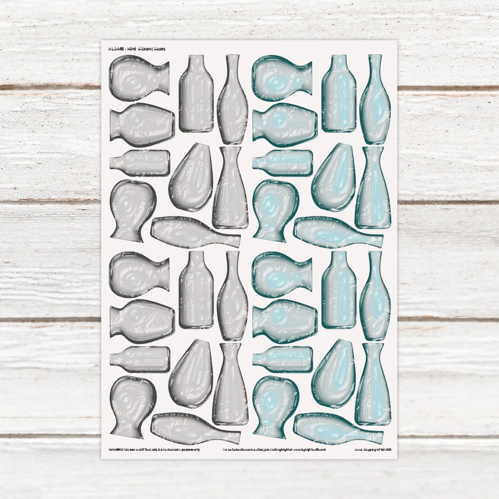Highlight Luxe Mini Vibrant Vases Resin Decal Sheet