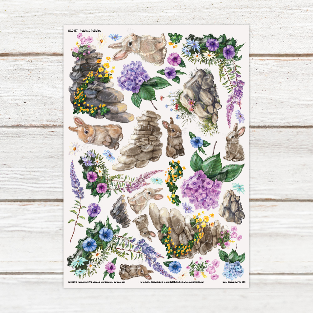 Highlight Luxe Petals & Pebbles Resin Decal Sheet