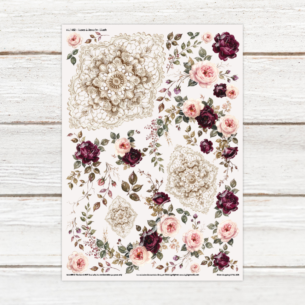 Highlight Luxe Roses & Reverie Blush Resin Decal Sheet