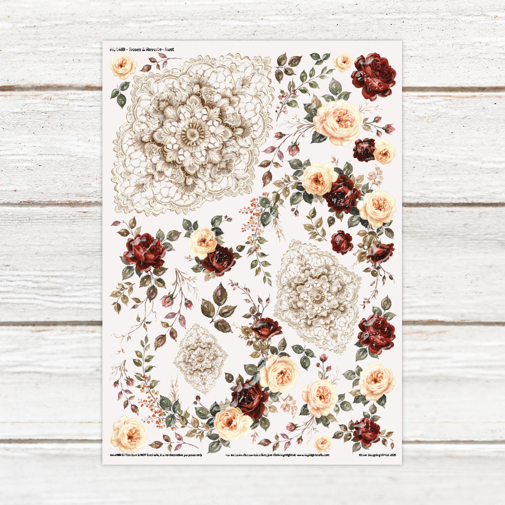 Highlight Luxe Roses & Reverie Rust Resin Decal Sheet