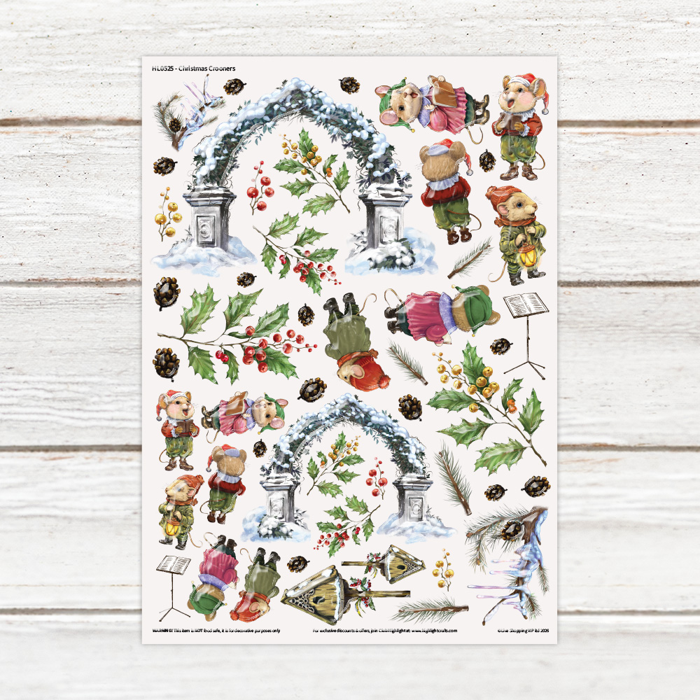 Highlight Luxe Christmas Crooners Resin Decal Sheet
