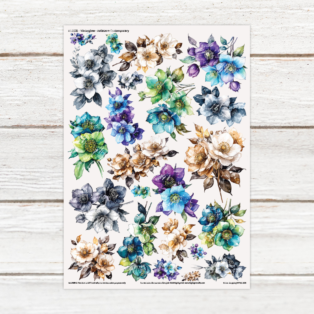 Highlight Luxe Winterglow - Hellebore Contemporary Resin Decal Sheet