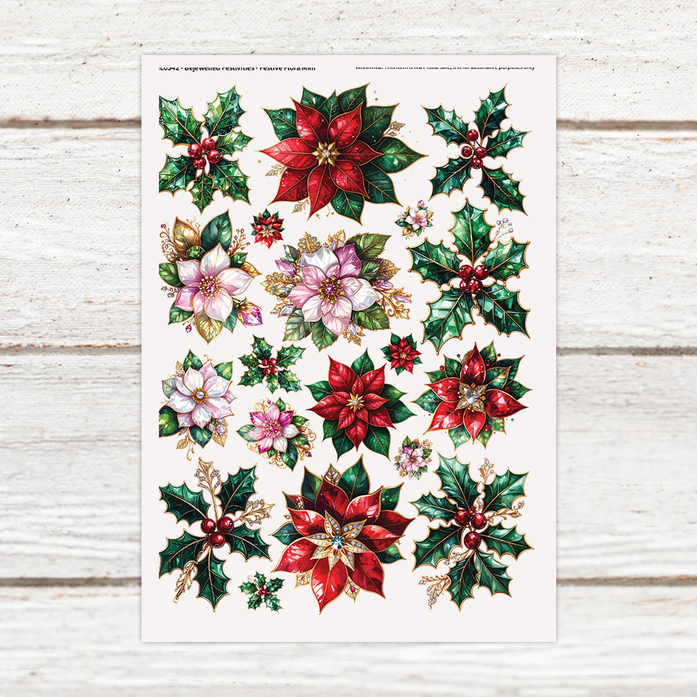 Highlight Luxe Bejewelled Festivities Festive Flora Mini Resin Decal Sheet