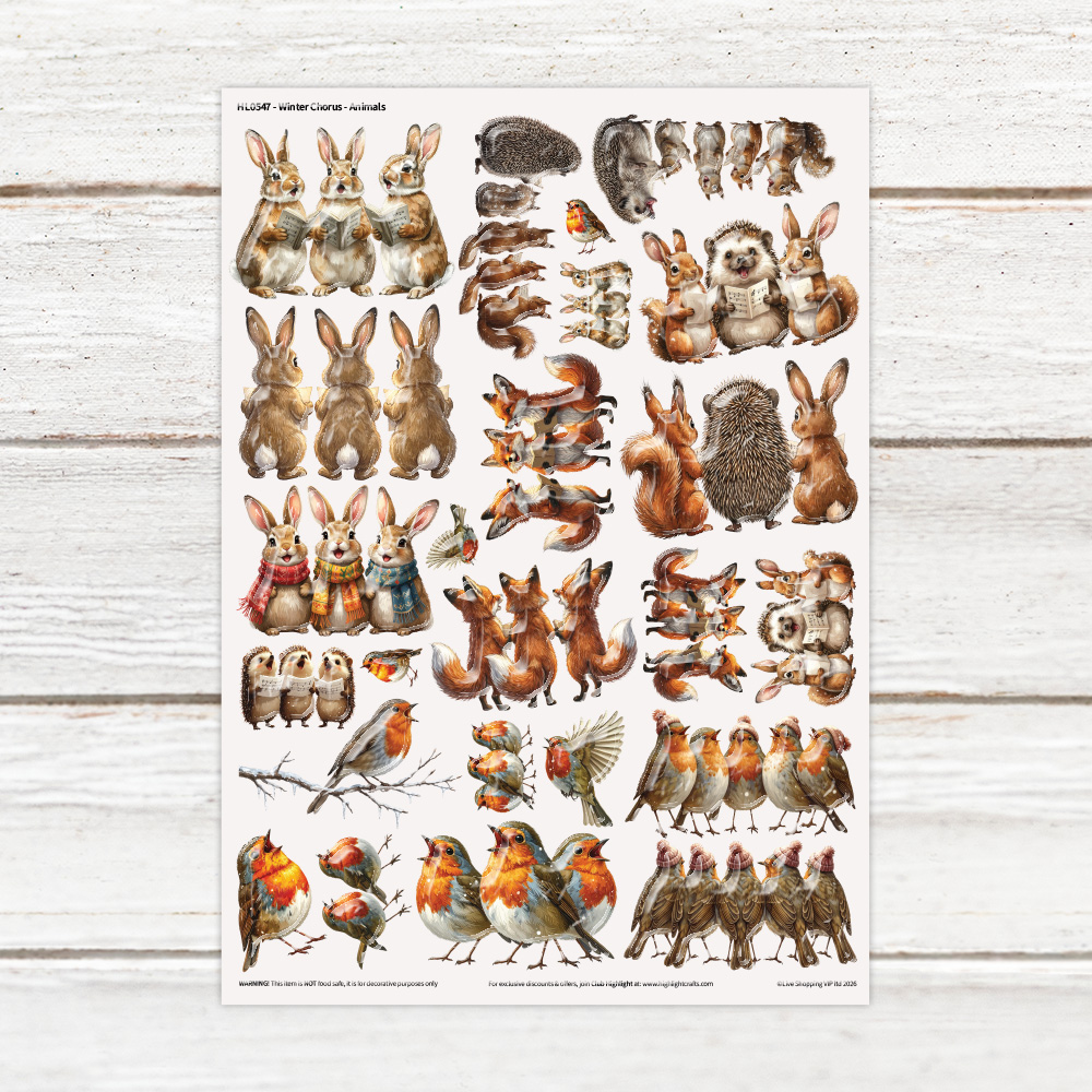 Highlight Luxe Winter Chorus Animals Resin Decal Sheet