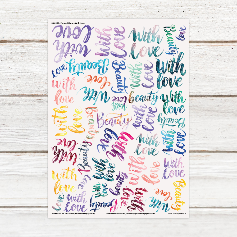 Highlight Luxe Painted Muse With Love Resin Decal Sheet