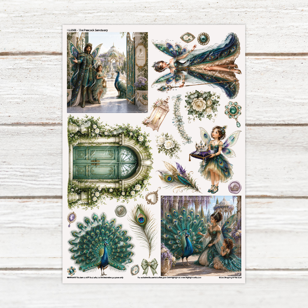 Sparkle Hollow The Peacock Sanctuary Luxe Decal Sheet