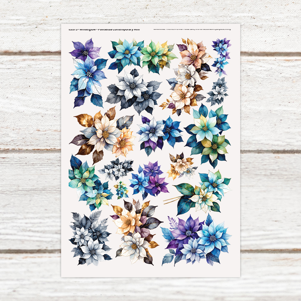 Highlight Luxe Winterglow Poinsettia Contemporary Mini Resin Decal Sheet